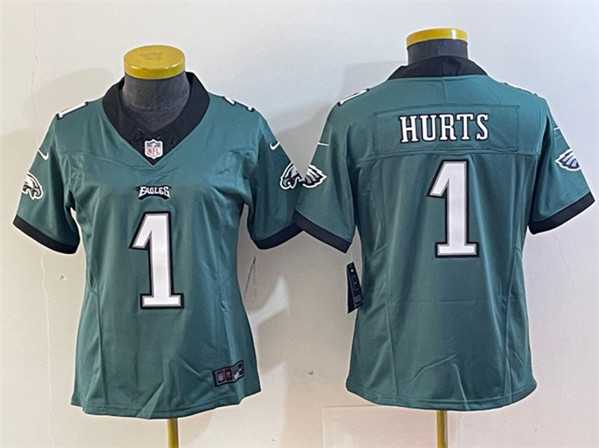 Womens Philadelphia Eagles #1 Jalen Hurts Green 2023 F.U.S.E. Vapor Untouchable Limited Stitched Football Jersey(Run Small)